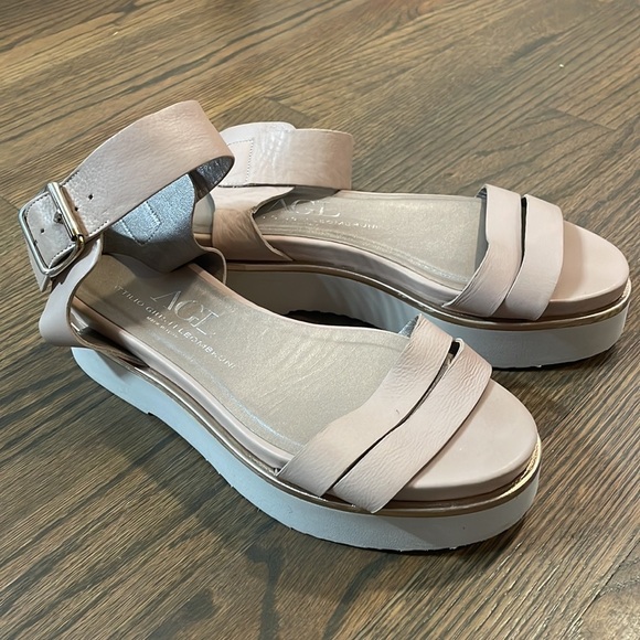 AGL Ankle Strap Platform Ankle Strap Sandal Dusty Rose Leather - Picture 2 of 14